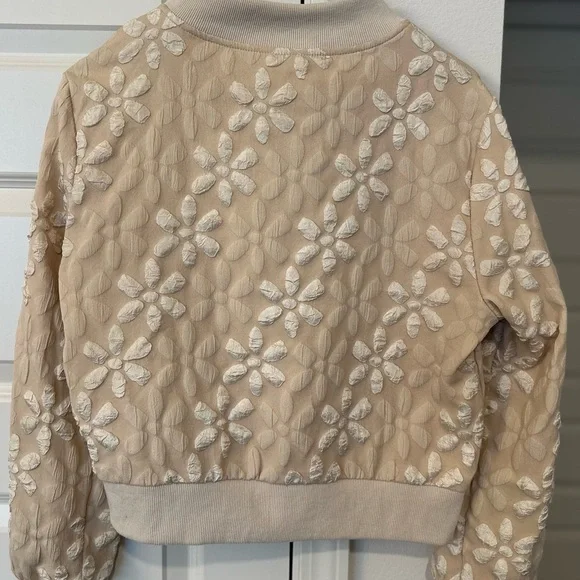 SHEIN Beige Floral Textured Bomber Jacket - Picture 2 of 2
